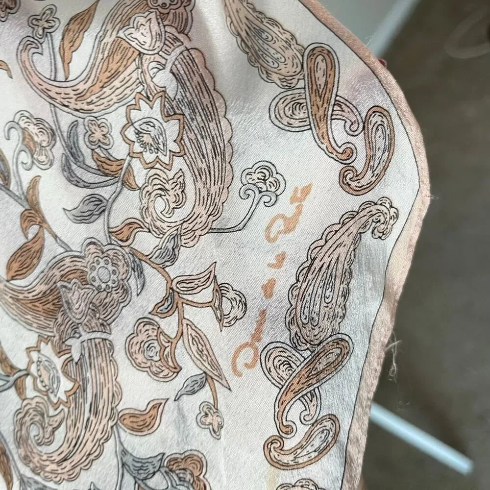 VTG Oscar de la Renta Silk Oblong Scarf Art Nouveau Romantic Bias Cut ~70”